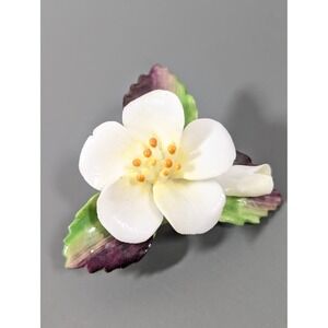 Vintage Cara China Staffordshire England Floral Porcelain Brooch‎ Pin